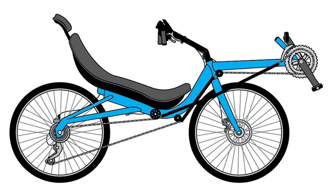 Illustration of a recumbent bike